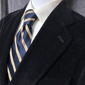 Vintage JG Hook Sport‎ Coat 42R Black Corduroy Blazer Jacket Classic Casual Fall